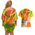 Personalized Saint Kitts and Nevis Poinciana Flowers Couples Matching Off Shoulder Short Dress and Hawaiian Shirt With Coat Of Arms - Wonder Print Shop