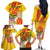 Personalized Saint Kitts and Nevis Poinciana Flowers Family Matching Off The Shoulder Long Sleeve Dress and Hawaiian Shirt With Coat Of Arms - Wonder Print Shop