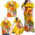 Personalized Saint Kitts and Nevis Poinciana Flowers Family Matching Off Shoulder Maxi Dress and Hawaiian Shirt With Coat Of Arms - Wonder Print Shop