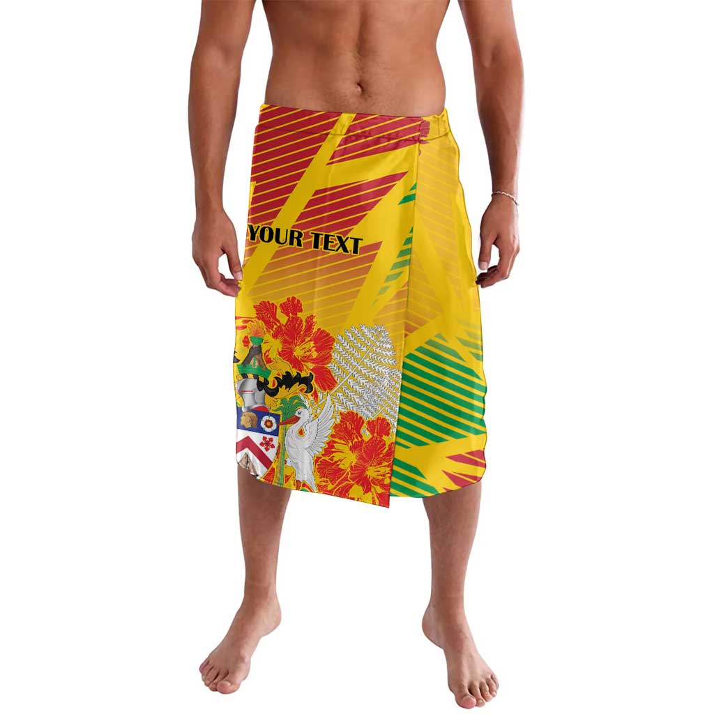 Personalized Saint Kitts and Nevis Poinciana Flowers Lavalava With Coat Of Arms - Wonder Print Shop