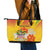 Personalized Saint Kitts and Nevis Poinciana Flowers Leather Tote Bag With Coat Of Arms