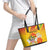 Personalized Saint Kitts and Nevis Poinciana Flowers Leather Tote Bag With Coat Of Arms