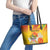 Personalized Saint Kitts and Nevis Poinciana Flowers Leather Tote Bag With Coat Of Arms