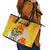 Personalized Saint Kitts and Nevis Poinciana Flowers Leather Tote Bag With Coat Of Arms