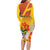 Personalized Saint Kitts and Nevis Poinciana Flowers Long Sleeve Bodycon Dress With Coat Of Arms - Wonder Print Shop