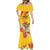 Personalized Saint Kitts and Nevis Poinciana Flowers Mermaid Dress With Coat Of Arms - Wonder Print Shop