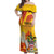 Personalized Saint Kitts and Nevis Poinciana Flowers Off Shoulder Maxi Dress With Coat Of Arms - Wonder Print Shop