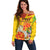 Personalized Saint Kitts and Nevis Poinciana Flowers Off Shoulder Sweater With Coat Of Arms - Wonder Print Shop