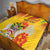 Personalized Saint Kitts and Nevis Poinciana Flowers Quilt With Coat Of Arms