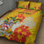 Personalized Saint Kitts and Nevis Poinciana Flowers Quilt Bed Set With Coat Of Arms - Wonder Print Shop