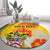 Personalized Saint Kitts and Nevis Poinciana Flowers Round Carpet With Coat Of Arms