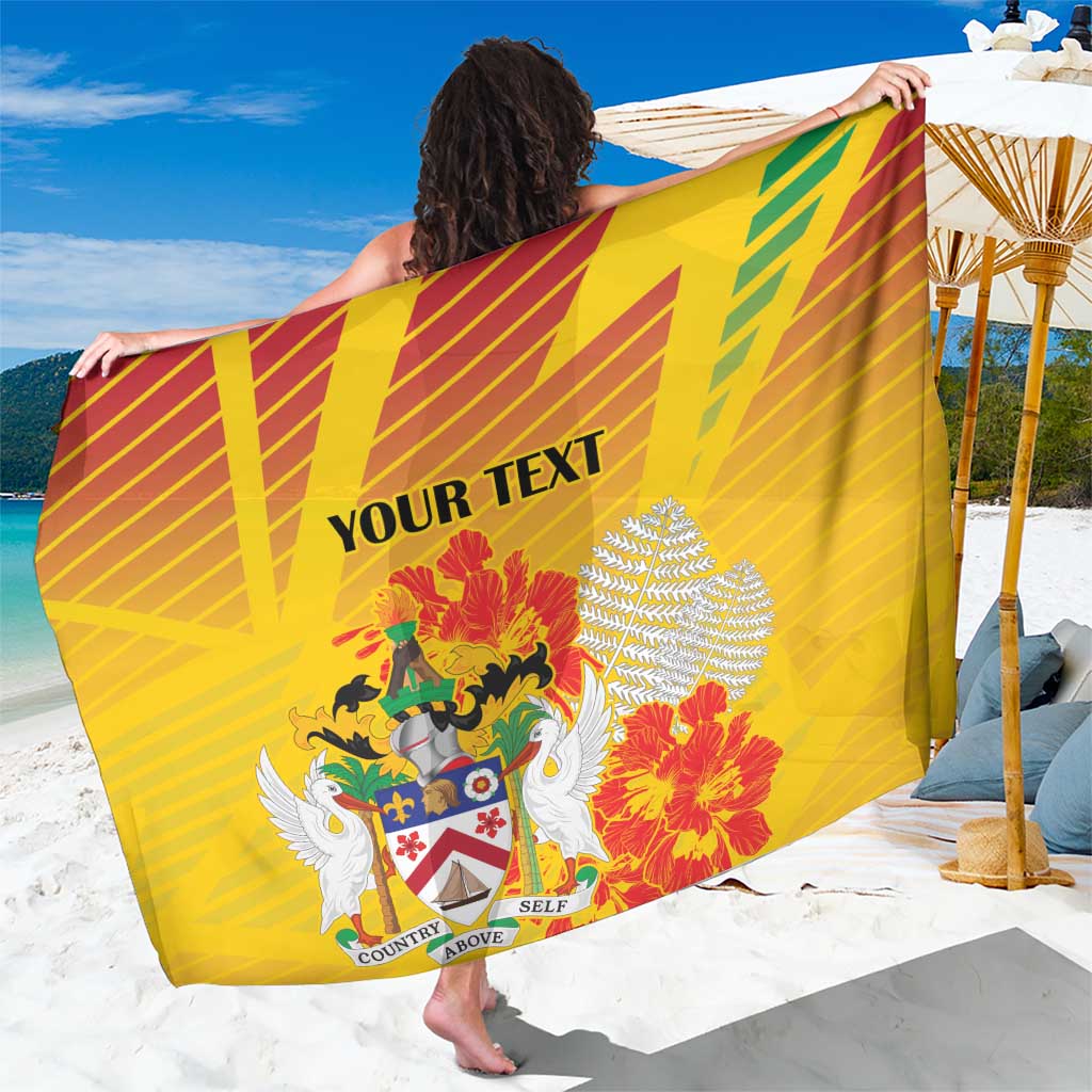 Personalized Saint Kitts and Nevis Poinciana Flowers Sarong With Coat Of Arms - Wonder Print Shop