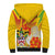 Personalized Saint Kitts and Nevis Poinciana Flowers Sherpa Hoodie With Coat Of Arms - Wonder Print Shop