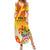 Personalized Saint Kitts and Nevis Poinciana Flowers Summer Maxi Dress With Coat Of Arms - Wonder Print Shop