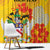 Personalized Saint Kitts and Nevis Poinciana Flowers Window Curtain With Coat Of Arms - Wonder Print Shop