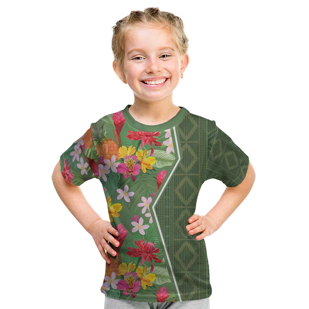 Africa Tropical Flowers Kid T Shirt Green Version