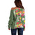 Africa Tropical Flowers Off Shoulder Sweater Green Version - Wonder Print Shop