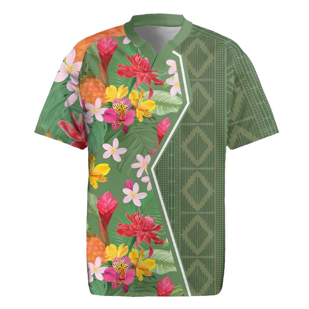 Africa Tropical Flowers Rugby Jersey Green Version - Wonder Print Shop