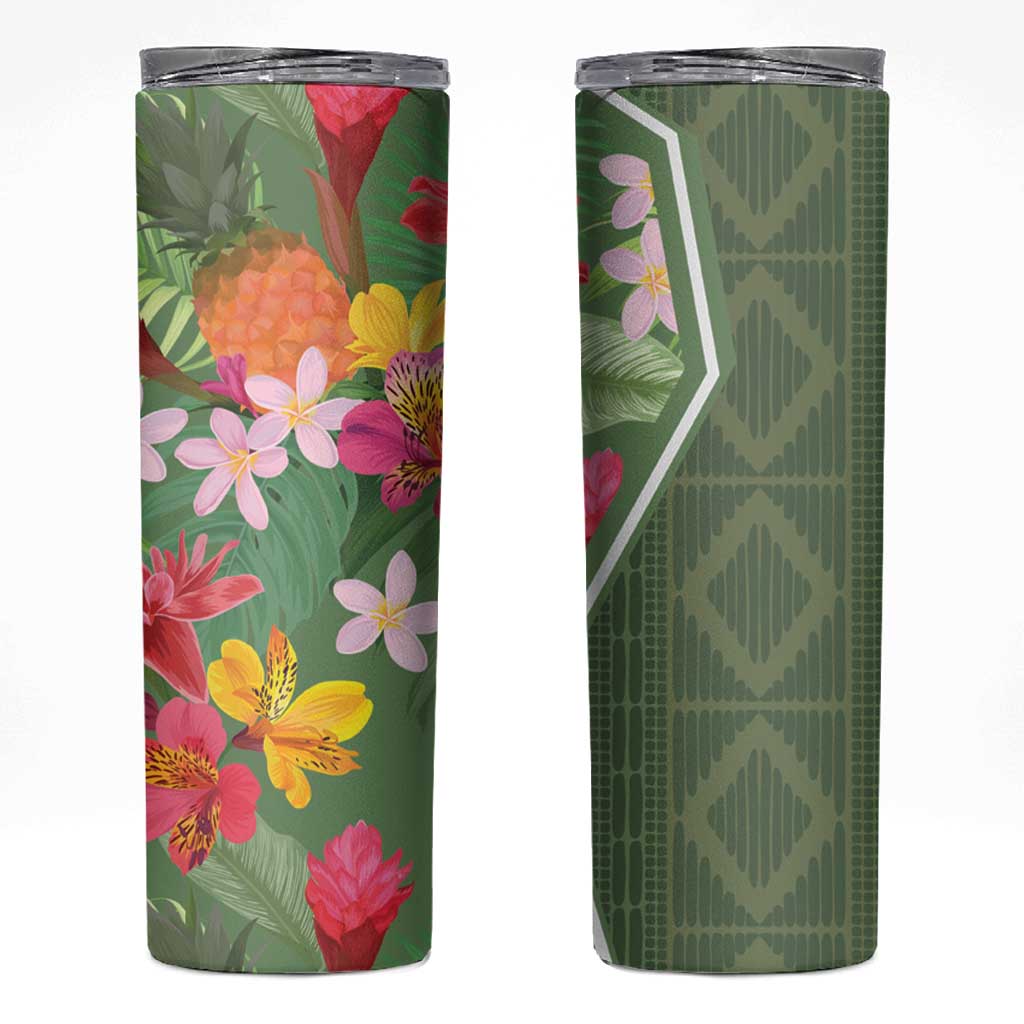 Africa Tropical Flowers Skinny Tumbler Green Version - Wonder Print Shop