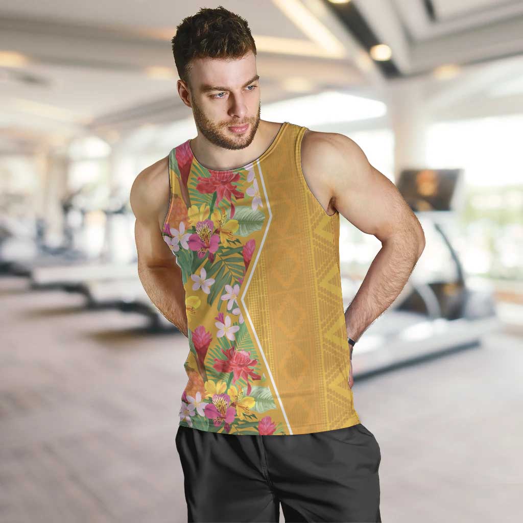 Africa Tropical Flowers Men Tank Top Yellow Version - Wonder Print Shop