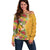 Africa Tropical Flowers Off Shoulder Sweater Yellow Version - Wonder Print Shop