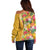 Africa Tropical Flowers Off Shoulder Sweater Yellow Version - Wonder Print Shop