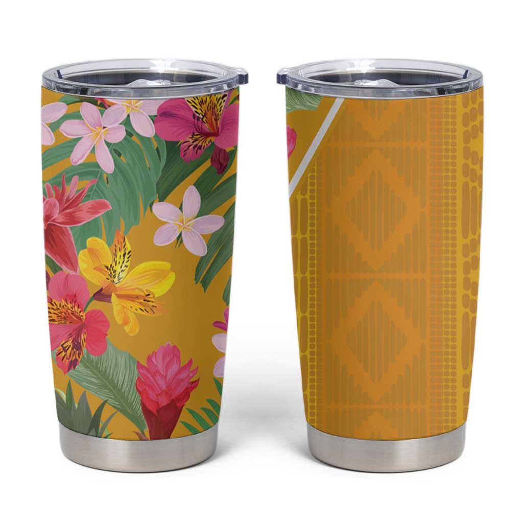 Africa Tropical Flowers Tumbler Cup Yellow Version - Wonder Print Shop