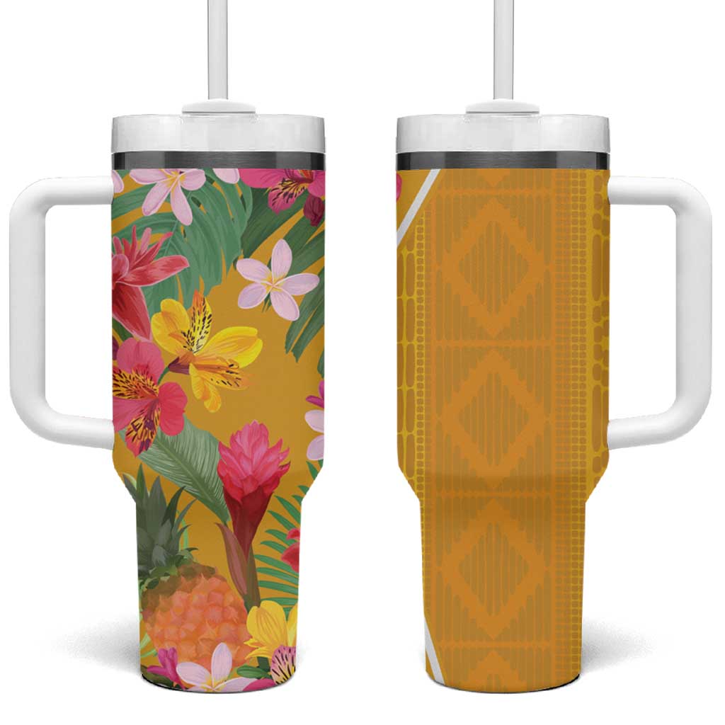 Africa Tropical Flowers Tumbler With Handle Yellow Version - Wonder Print Shop