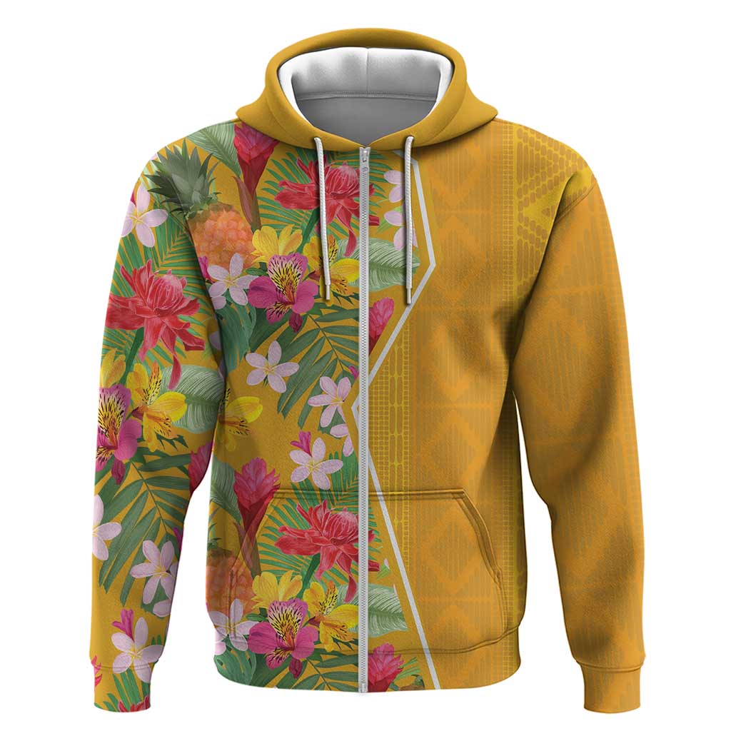 Africa Tropical Flowers Zip Hoodie Yellow Version - Wonder Print Shop