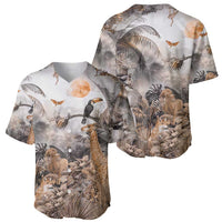 Light grey baseball jersey showing front and back in jungle animal print