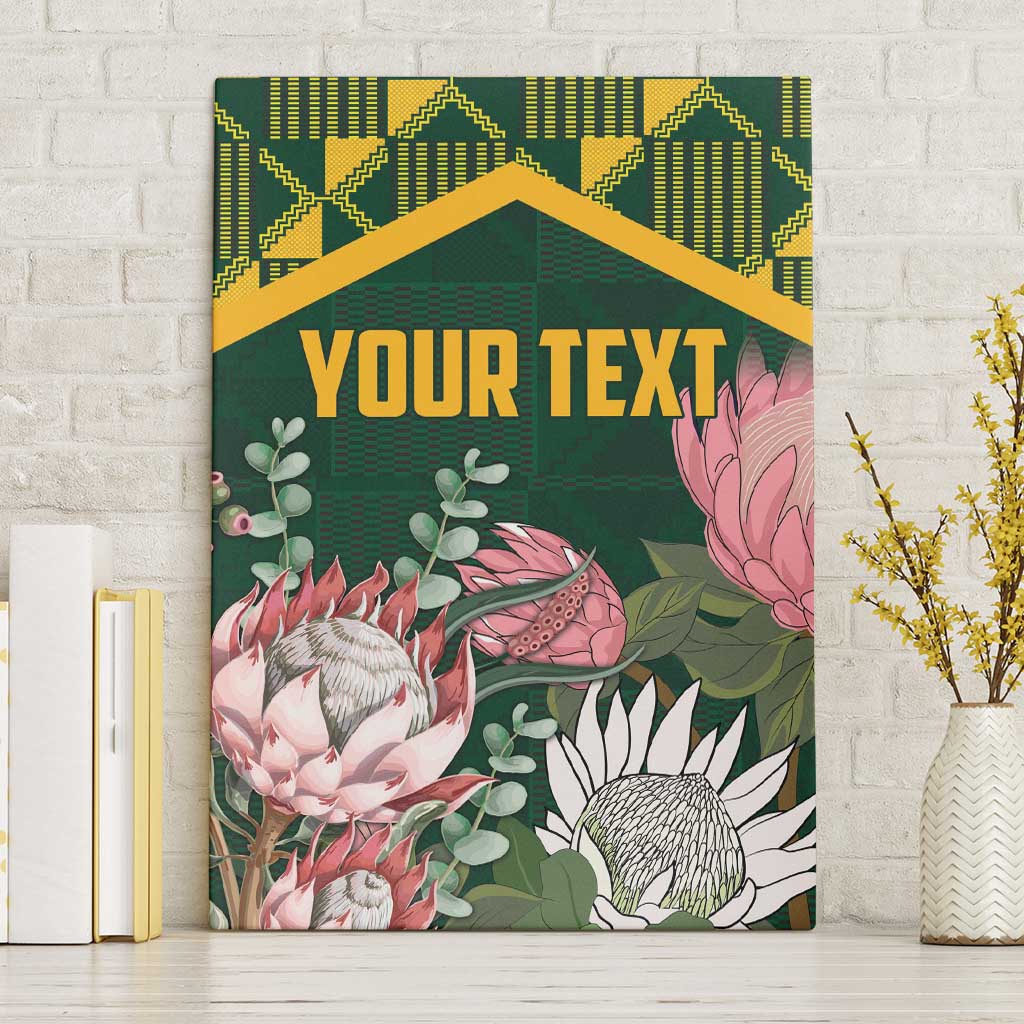 Personalized South Africa King Protea Canvas Wall Art With Kente Patterns - Wonder Print Shop