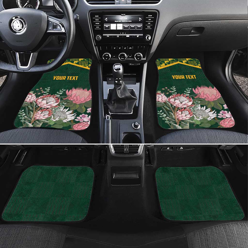 Personalized South Africa King Protea Car Mats With Kente Patterns - Wonder Print Shop