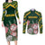 Personalized South Africa King Protea Couples Matching Long Sleeve Bodycon Dress and Long Sleeve Button Shirt With Kente Patterns - Wonder Print Shop