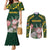 Personalized South Africa King Protea Couples Matching Mermaid Dress and Long Sleeve Button Shirt With Kente Patterns