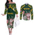 Personalized South Africa King Protea Couples Matching Off The Shoulder Long Sleeve Dress and Long Sleeve Button Shirt With Kente Patterns