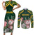 Personalized South Africa King Protea Couples Matching Short Sleeve Bodycon Dress and Long Sleeve Button Shirt With Kente Patterns - Wonder Print Shop