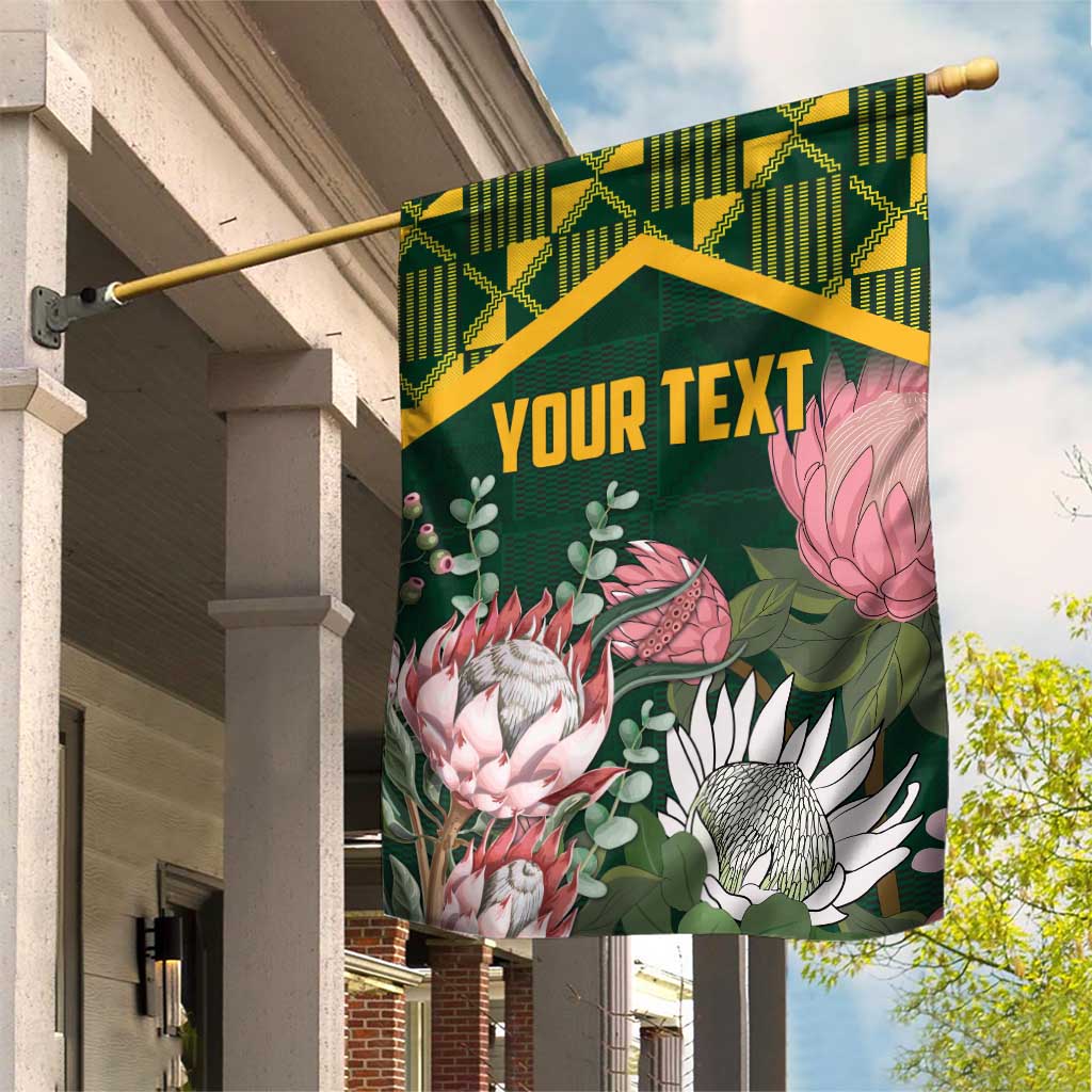 Personalized South Africa King Protea Garden Flag With Kente Patterns - Wonder Print Shop