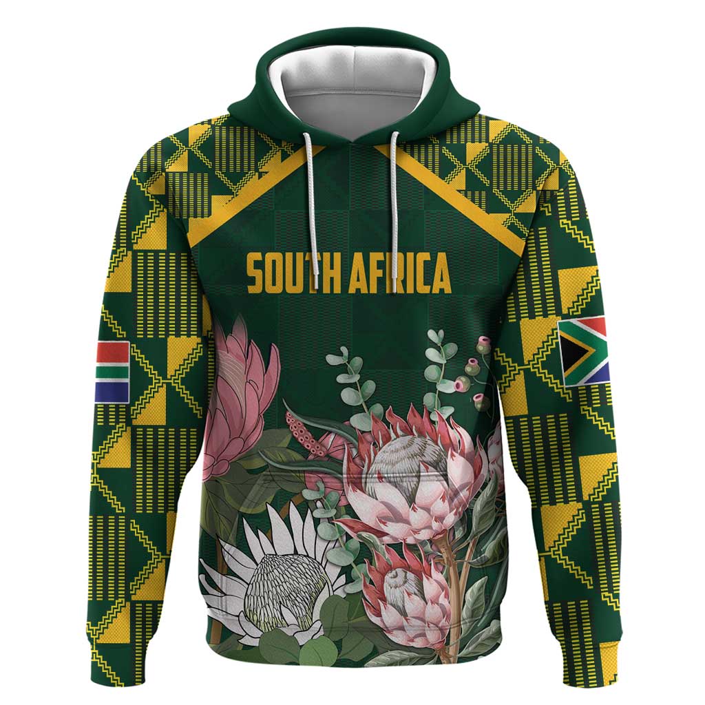 Personalized South Africa King Protea Hoodie With Kente Patterns - Wonder Print Shop