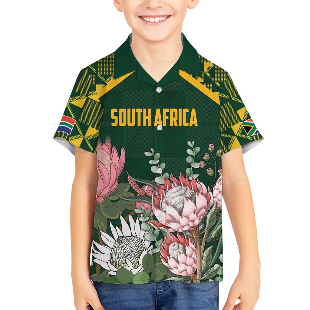 Personalized South Africa King Protea Kid Hawaiian Shirt With Kente Patterns - Wonder Print Shop