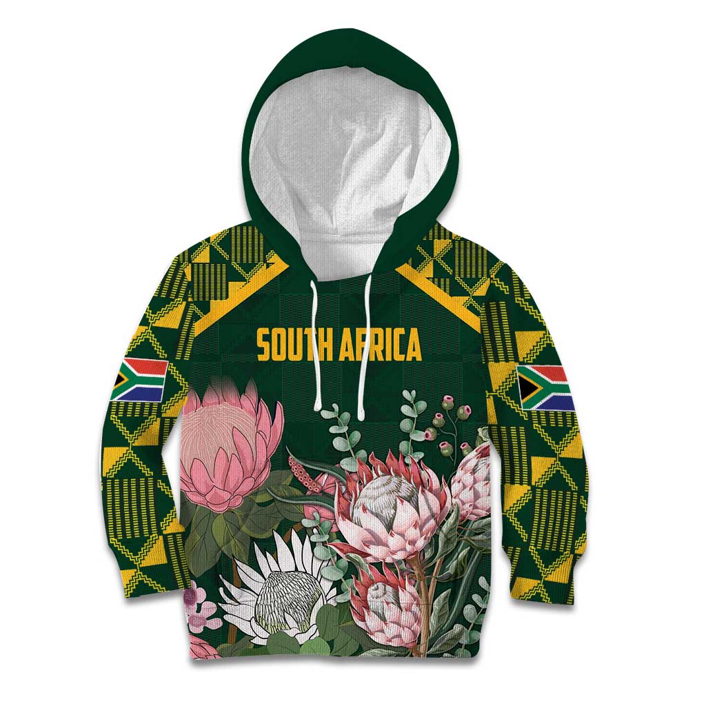 Personalized South Africa King Protea Kid Hoodie With Kente Patterns - Wonder Print Shop