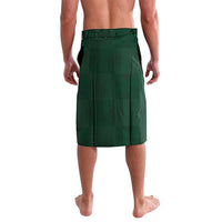 Green lavalava sarong skirt, solid with stitched panels and subtle check stripe texture