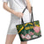 Personalized South Africa King Protea Leather Tote Bag With Kente Patterns - Wonder Print Shop