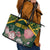 Personalized South Africa King Protea Leather Tote Bag With Kente Patterns - Wonder Print Shop