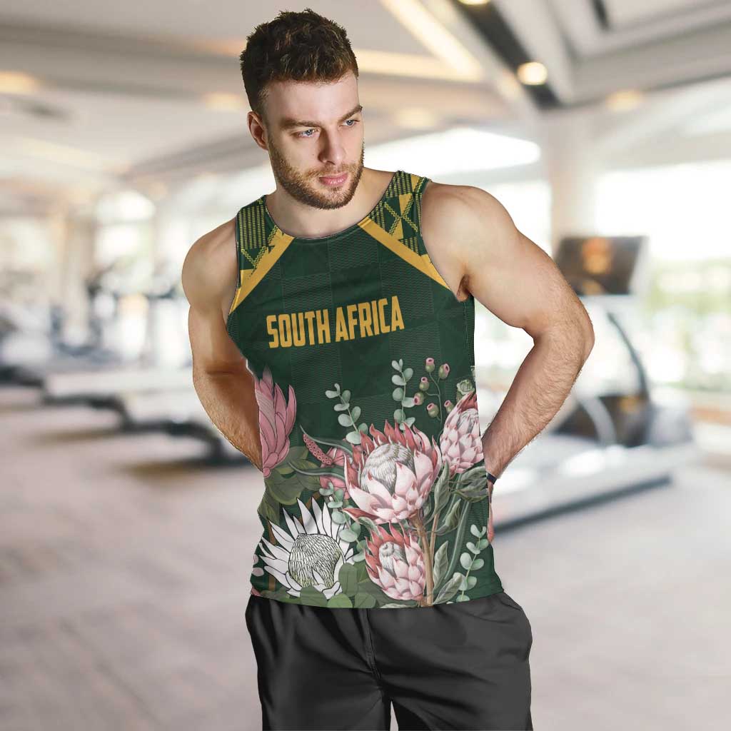 Personalized South Africa King Protea Men Tank Top With Kente Patterns - Wonder Print Shop