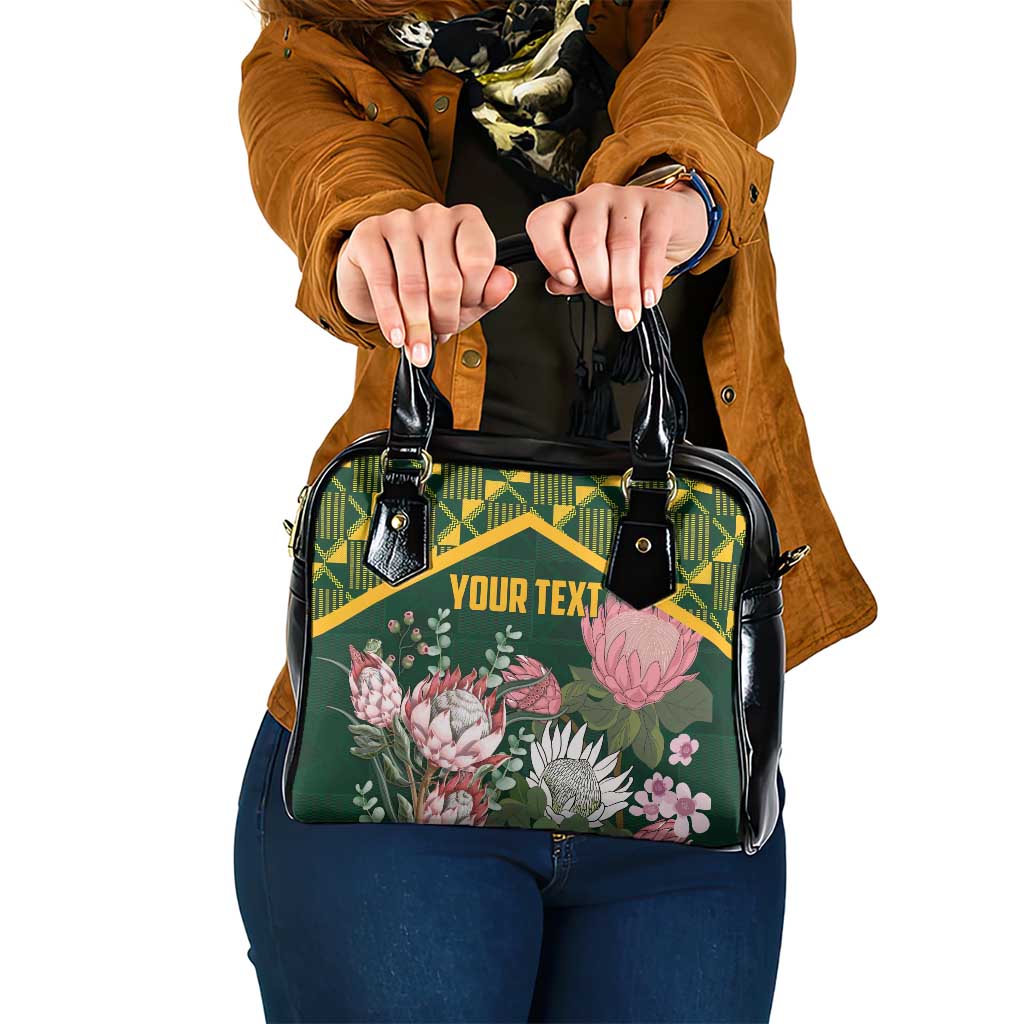 Personalized South Africa King Protea Shoulder Handbag With Kente Patterns