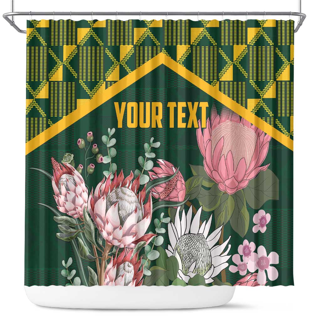 Personalized South Africa King Protea Shower Curtain With Kente Patterns