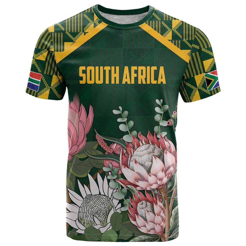 Personalized South Africa King Protea T Shirt With Kente Patterns - Wonder Print Shop