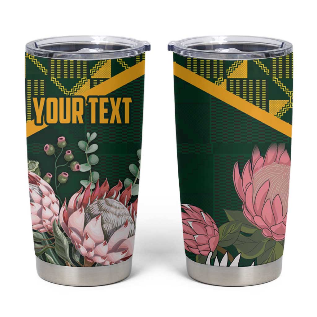 Personalized South Africa King Protea Tumbler Cup With Kente Patterns