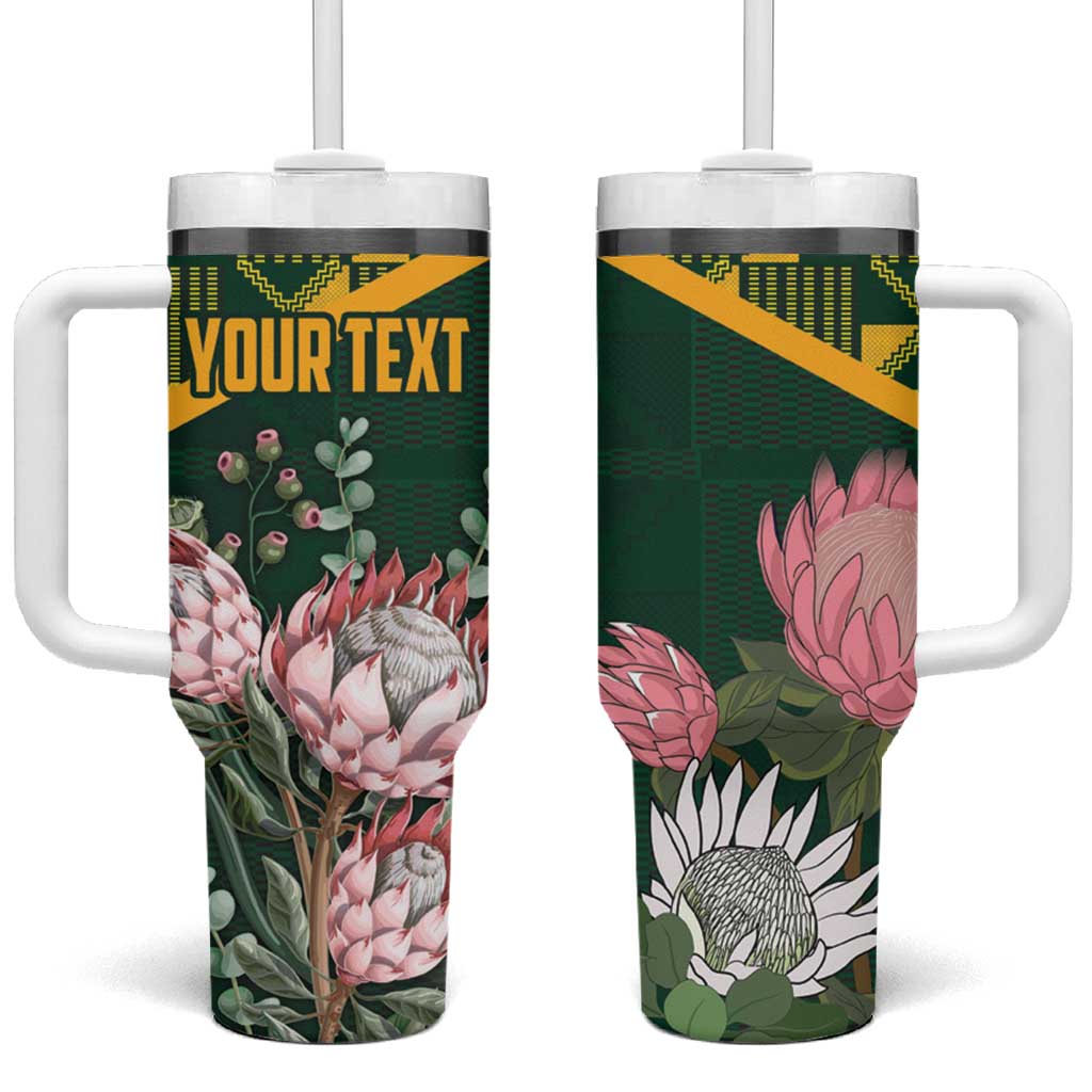 Personalized South Africa King Protea Tumbler With Handle With Kente Patterns