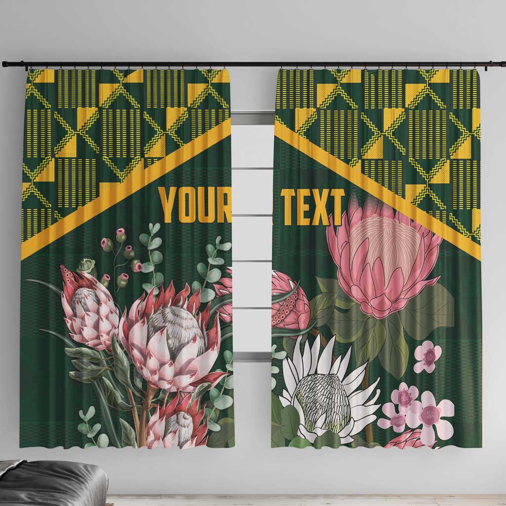 Personalized South Africa King Protea Window Curtain With Kente Patterns - Wonder Print Shop